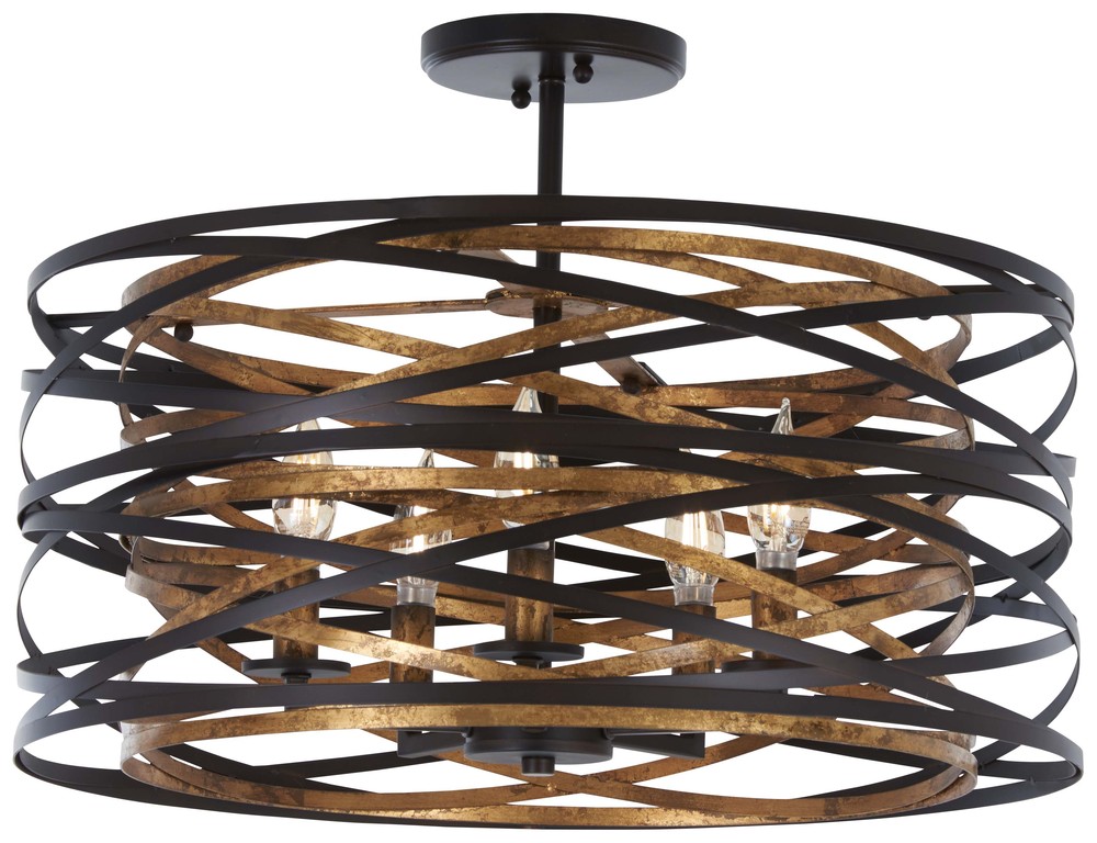 VORTIC FLOW - 5 LIGHT SEMI FLUSH (CONVERTIBLE TO PENDANT)