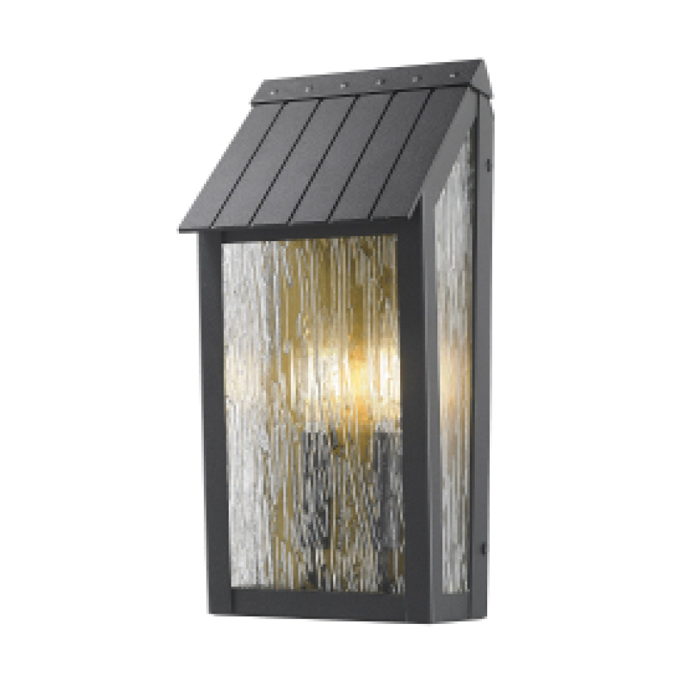 Point 3 Light Outdoor Wall Sconced, Black and Brass