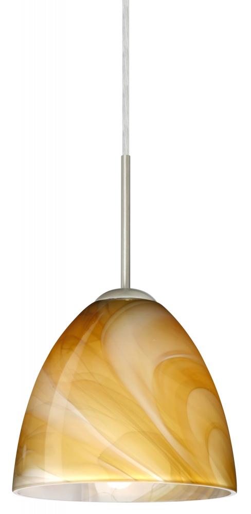 Besa Vila Pendant Satin Nickel Honey 1x60W Medium Base, 15Ft. Cord
