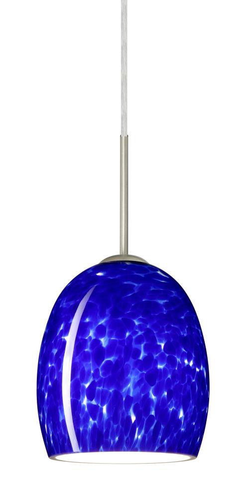 Besa Lucia Pendant Satin Nickel Blue Cloud 1x75W Medium Base, 15Ft. Cord