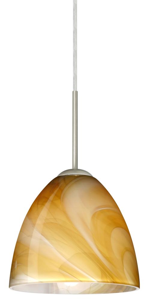 Besa Vila Pendant Satin Nickel Honey 1x60W Medium Base, 15Ft. Cord