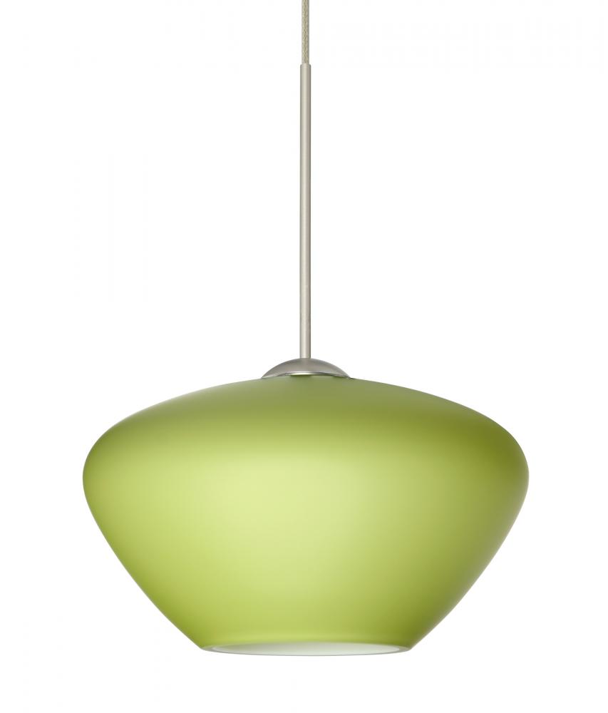 Besa Pendant Peri Satin Nickel Chartreuese 1x5W LED, 15Ft. Cord