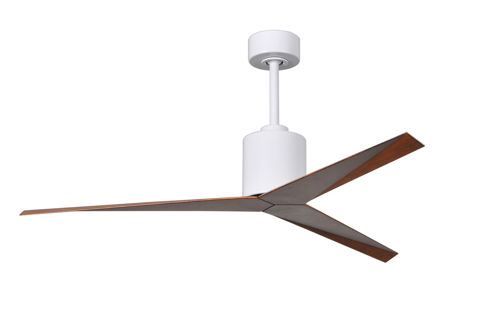 Eliza Three Bladed Paddle Fan In Gloss White With Walnut Tone