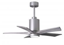 Matthews Fan Company PA5-BN-BW-42 - Patricia-5 five-blade ceiling fan in Brushed Nickel finish with 42” solid barn wood tone blades