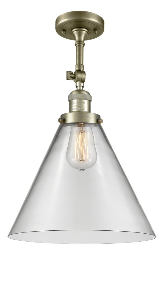 Cone - 1 Light - 12 inch - Antique Brass - Adjustable Semi-Flush Mount