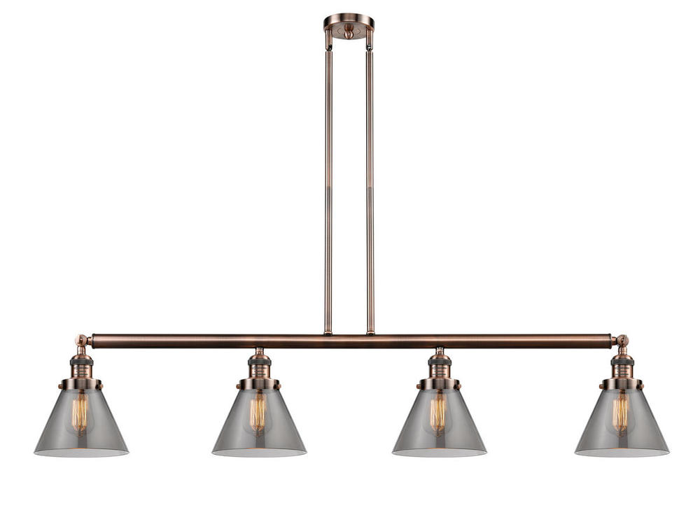 Cone - 4 Light - 52 inch - Antique Copper - Stem Hung - Island Light