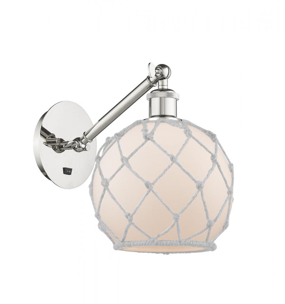 Farmhouse Rope - 1 Light - 8 inch - Polished Nickel - Adjustable Sconce