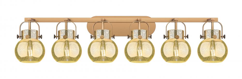 Pilaster II Sphere - 6 Light - 46 inch - Brushed Brass - Bath Vanity Light
