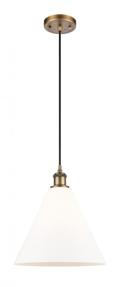 Berkshire - 1 Light - 12 inch - Brushed Brass - Cord hung - Mini Pendant