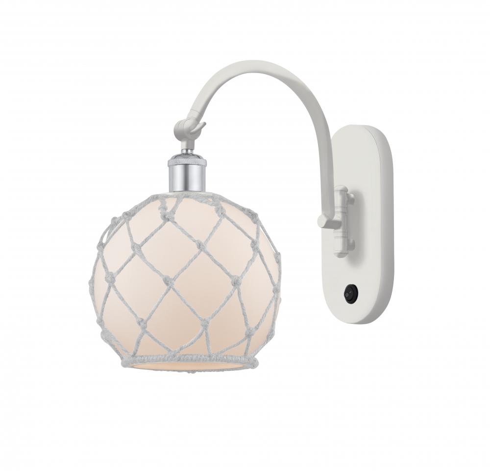 Farmhouse Rope - 1 Light - 8 inch - White Polished Chrome - Adjustable Swing Arm