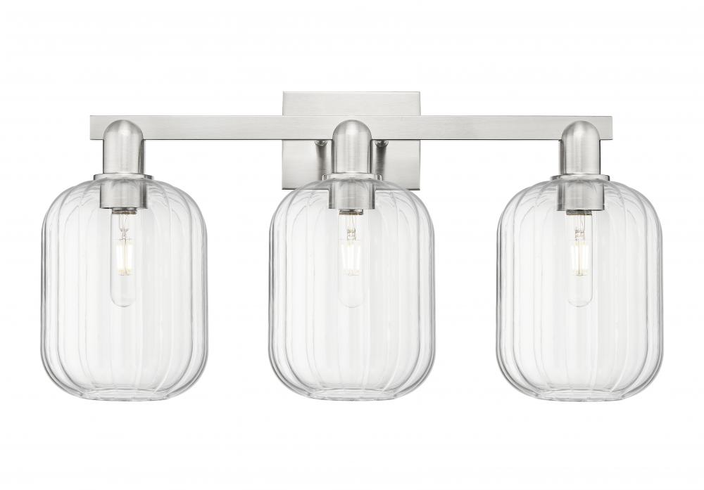Preston Cylinder - 3 Light - 26 inch - Brushed Satin Nickel - Bath Vanity Light
