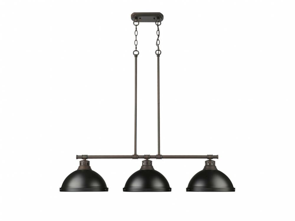 Duncan Small Pendant with Rod in Rubbed Bronze with Matte Navy