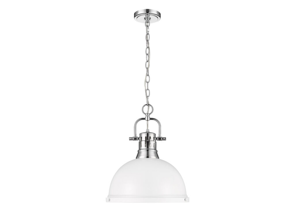 Duncan 1-Light Pendant with Chain in Chrome with Matte White