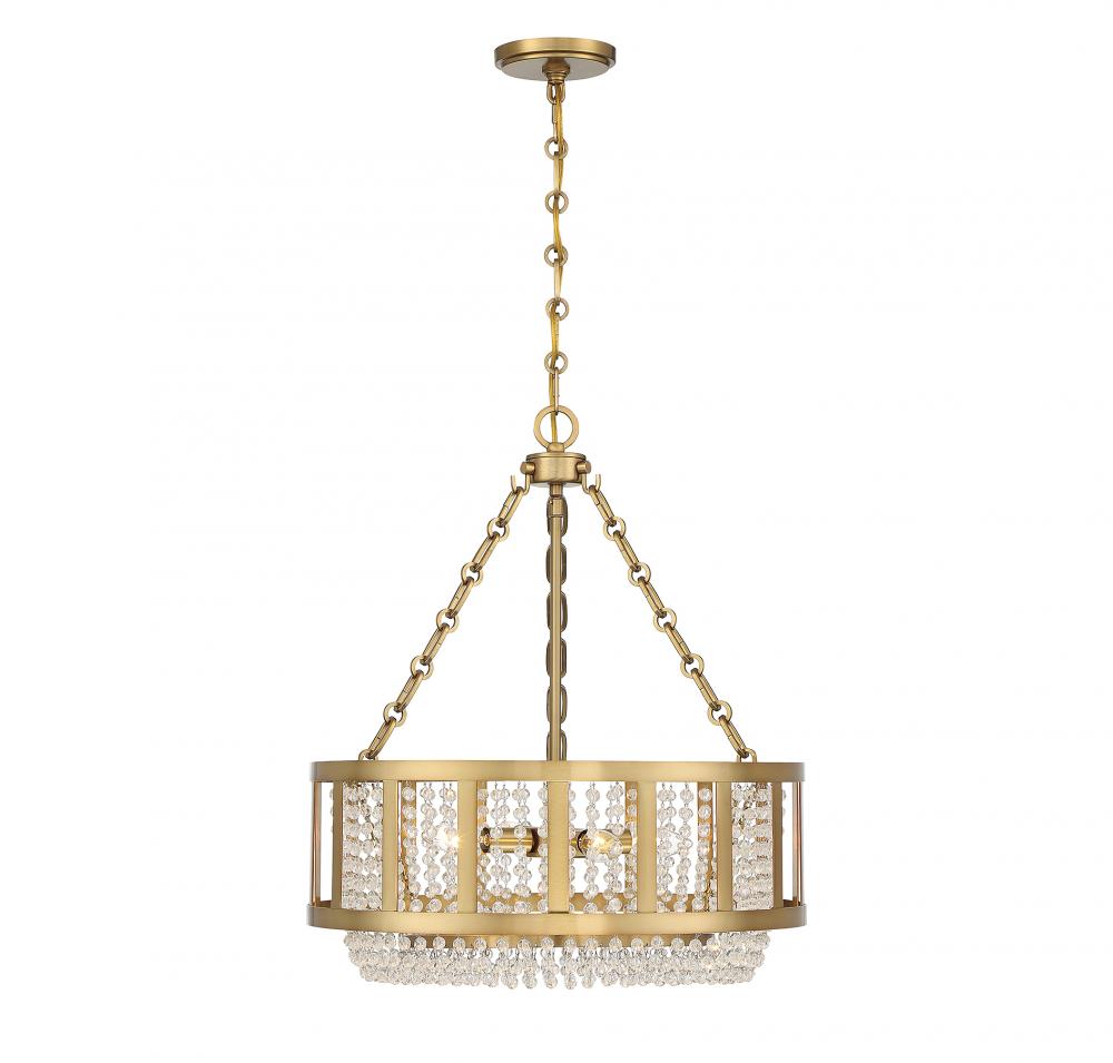 Mancini 4-Light Pendant in Warm Brass