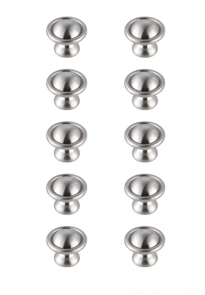 Kadea 1.2" Diameter Brushed Nickel Mushroom Knob Multipack (Set of 10)