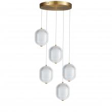 Dainolite PRI-1530LEDP-AGB - 30W Multi Light Pendant in Aged Brass w/ Clear Pattern Acrylic